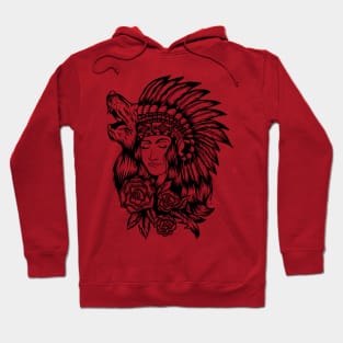 Native American (Injun) Wolf Girl Hoodie